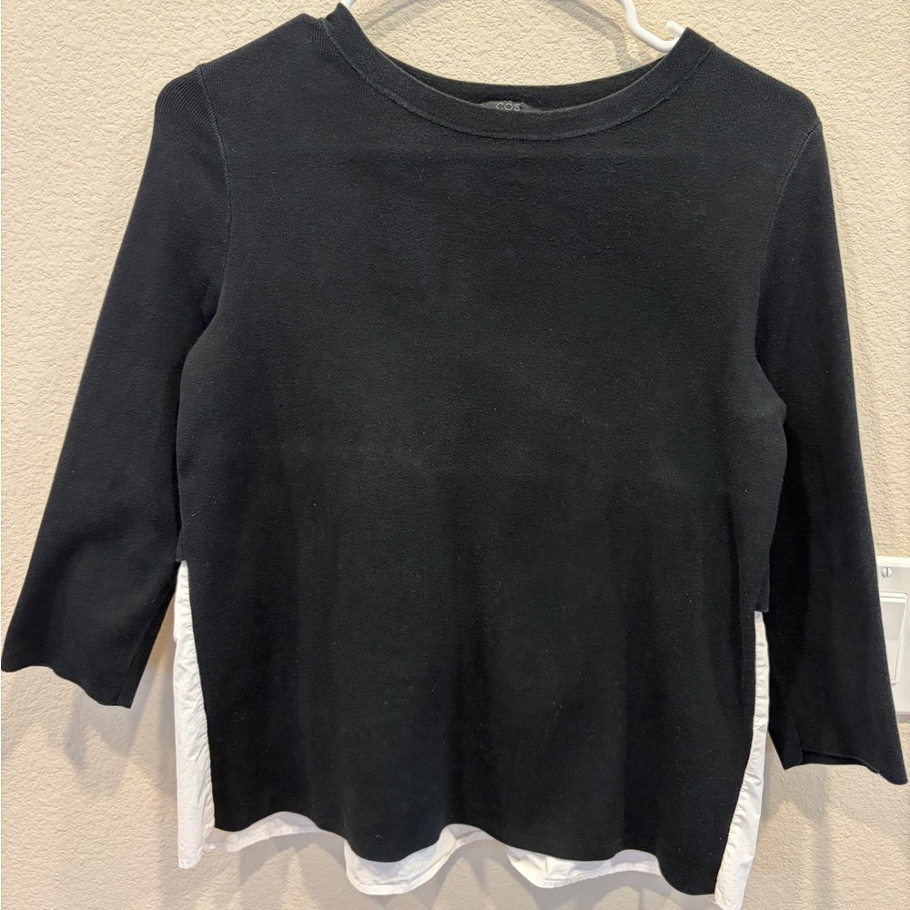 COS Layered Hem Knit Top - B&W - XS